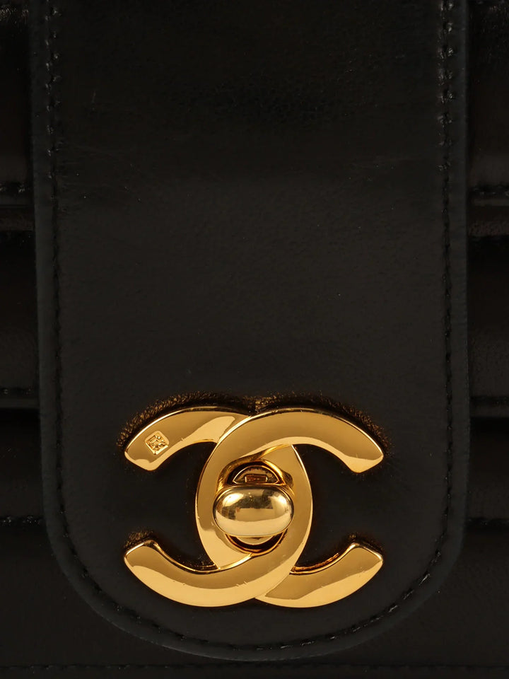 Chanel Around 1992 Made Turn-Lock Shoulder Bag Mini Black
