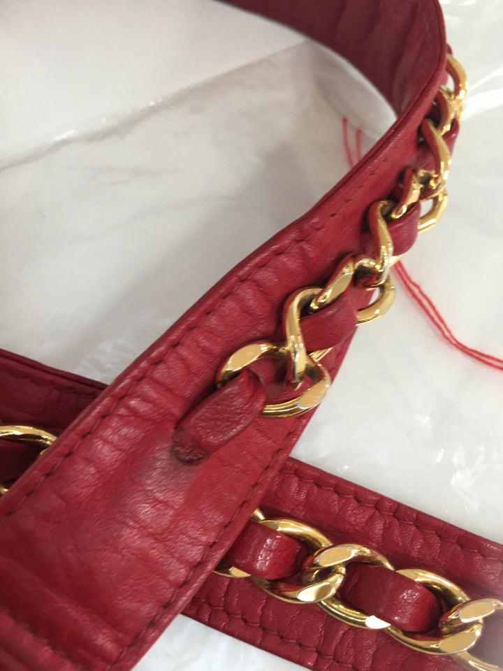 Chanel Belt in Red Leather