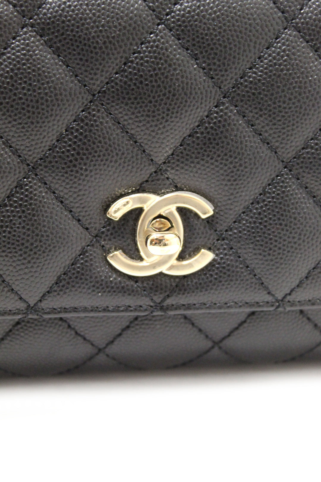 Top Quality Chanel Black Quilted Caviar Leather Mini Coco Handle Flap Bag