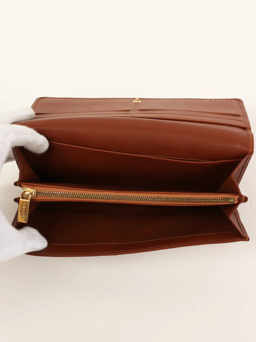 Celine Canvas Macadam Pattern Long Wallet Beige