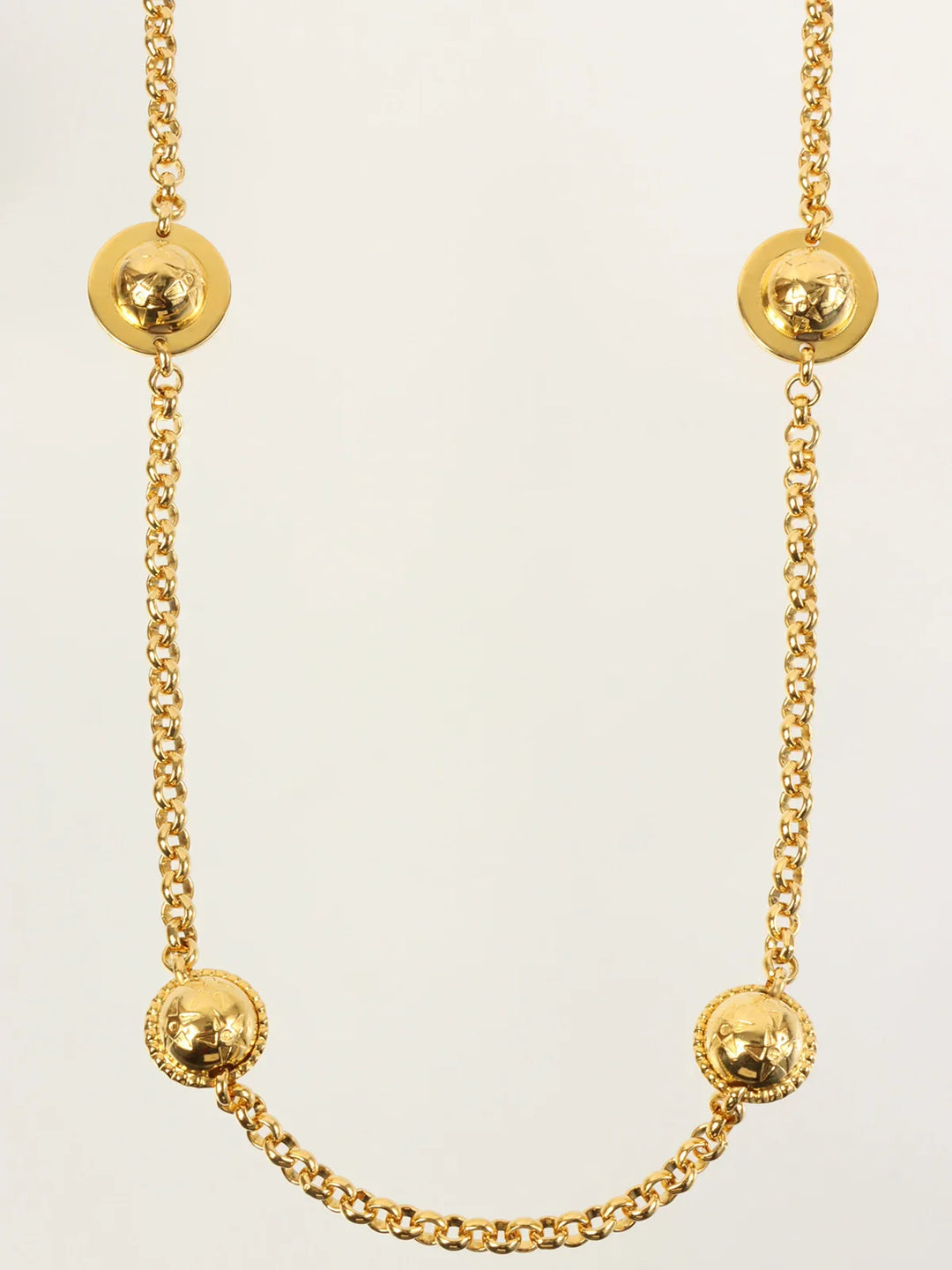 Celine Star Motif Round Logo Necklace Gold
