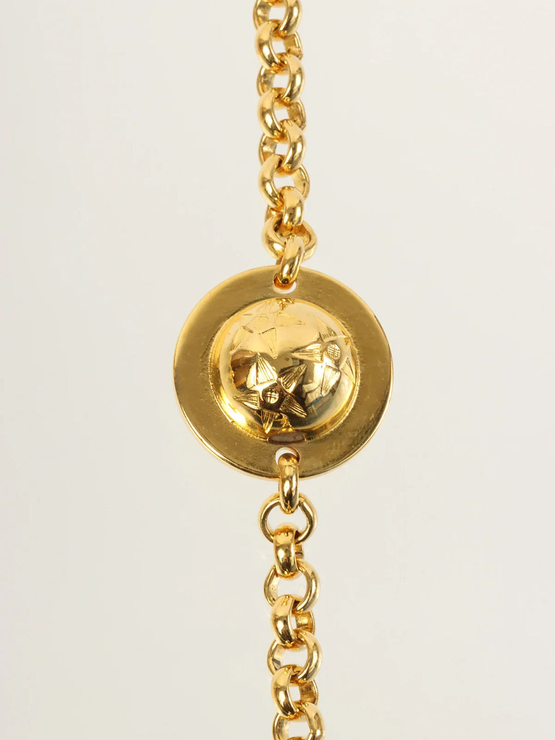 Celine Star Motif Round Logo Necklace Gold