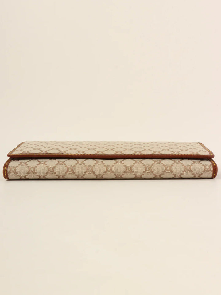 Celine Canvas Macadam Pattern Long Wallet Beige