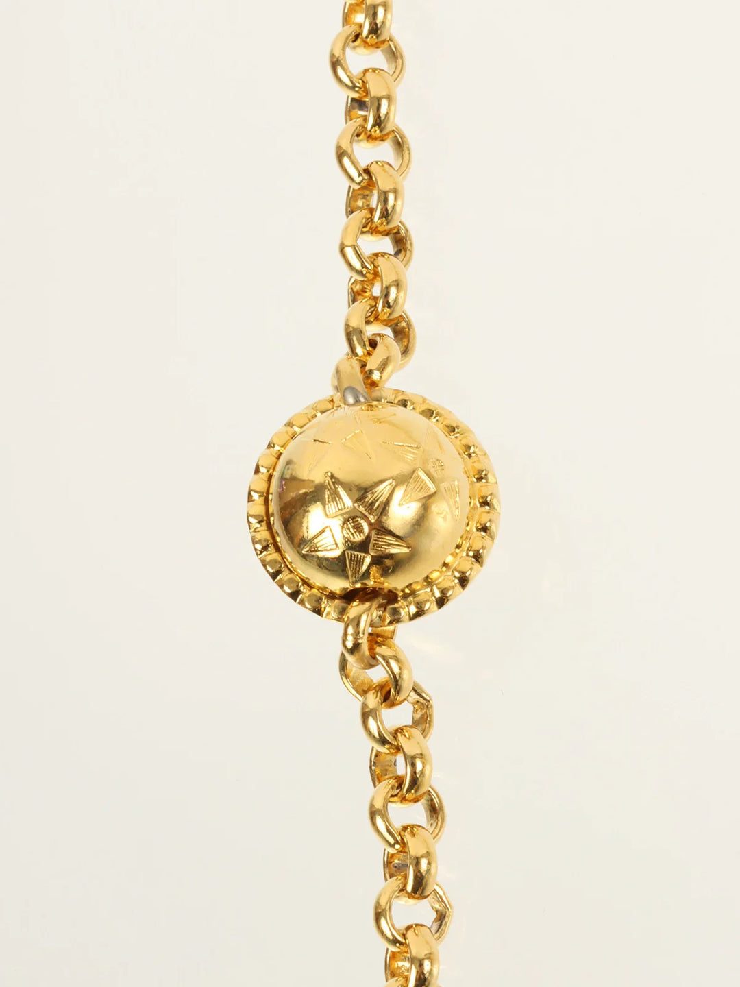 Celine Star Motif Round Logo Necklace Gold