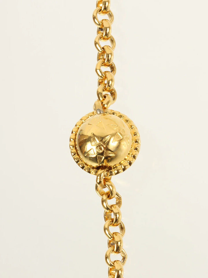 Celine Star Motif Round Logo Necklace Gold
