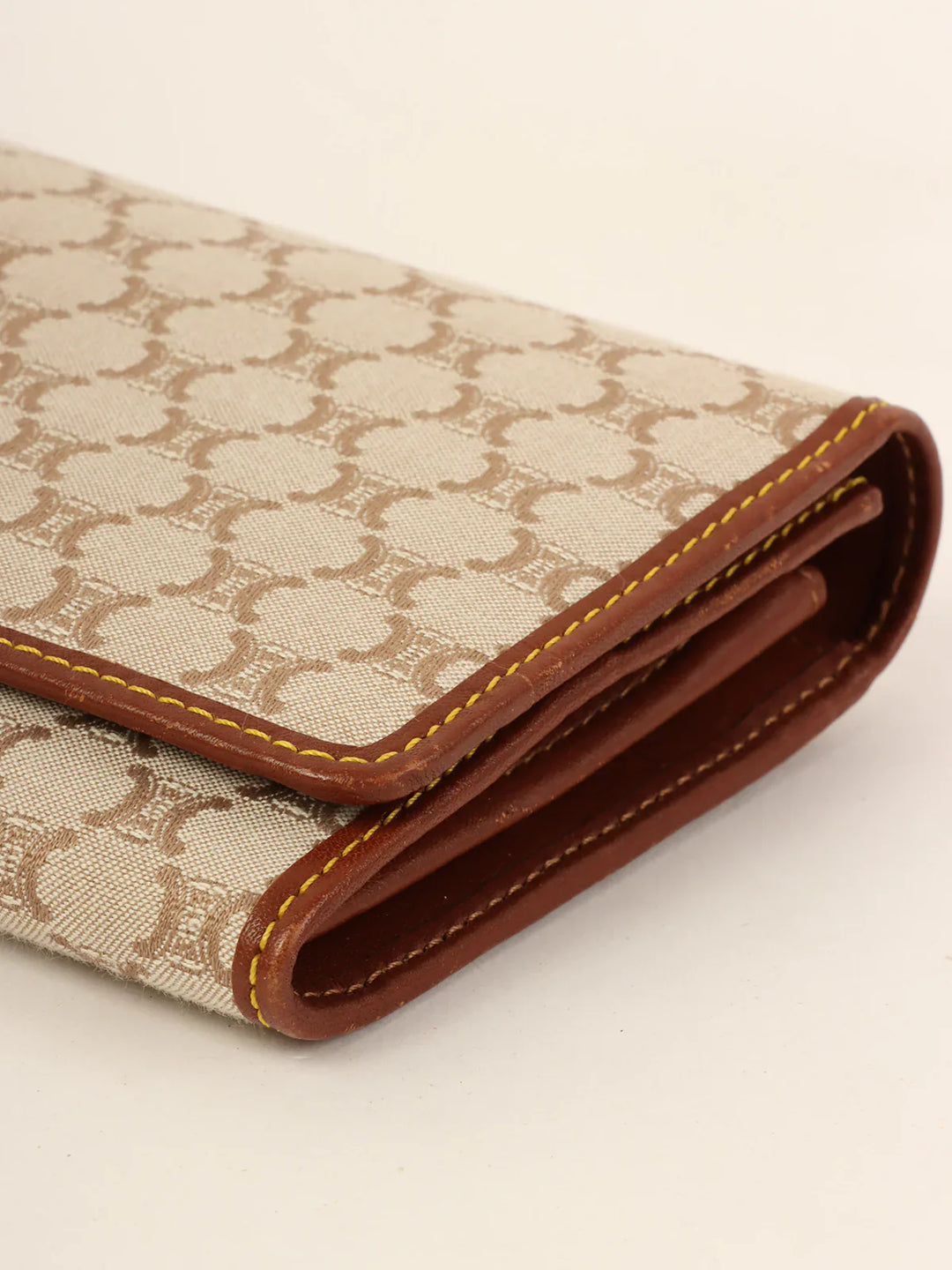 Celine Canvas Macadam Pattern Long Wallet Beige
