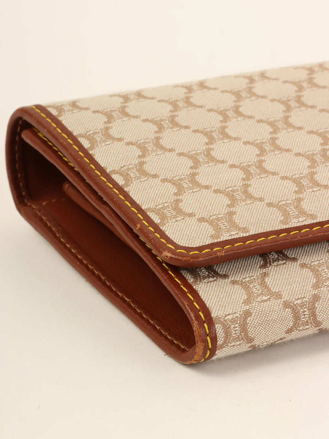 Celine Canvas Macadam Pattern Long Wallet Beige