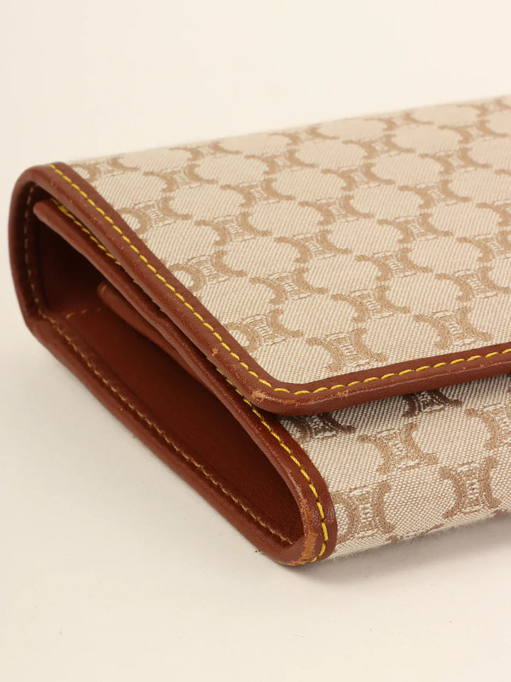Celine Canvas Macadam Pattern Long Wallet Beige