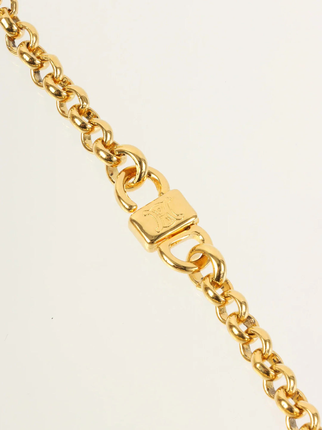 Celine Star Motif Round Logo Necklace Gold