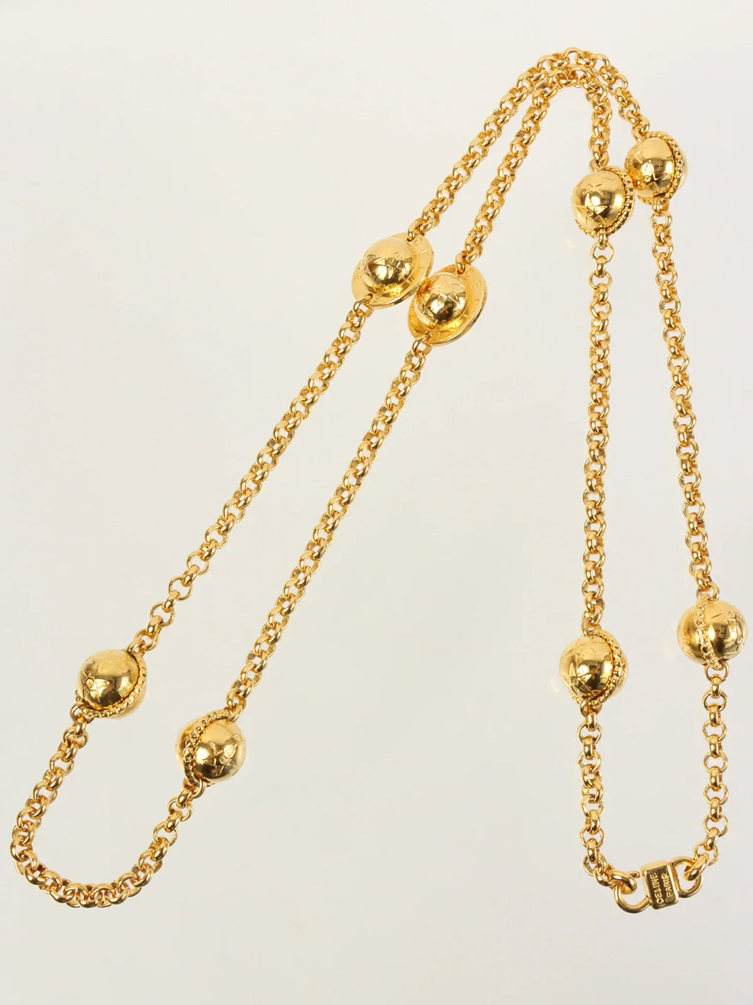 Celine Star Motif Round Logo Necklace Gold