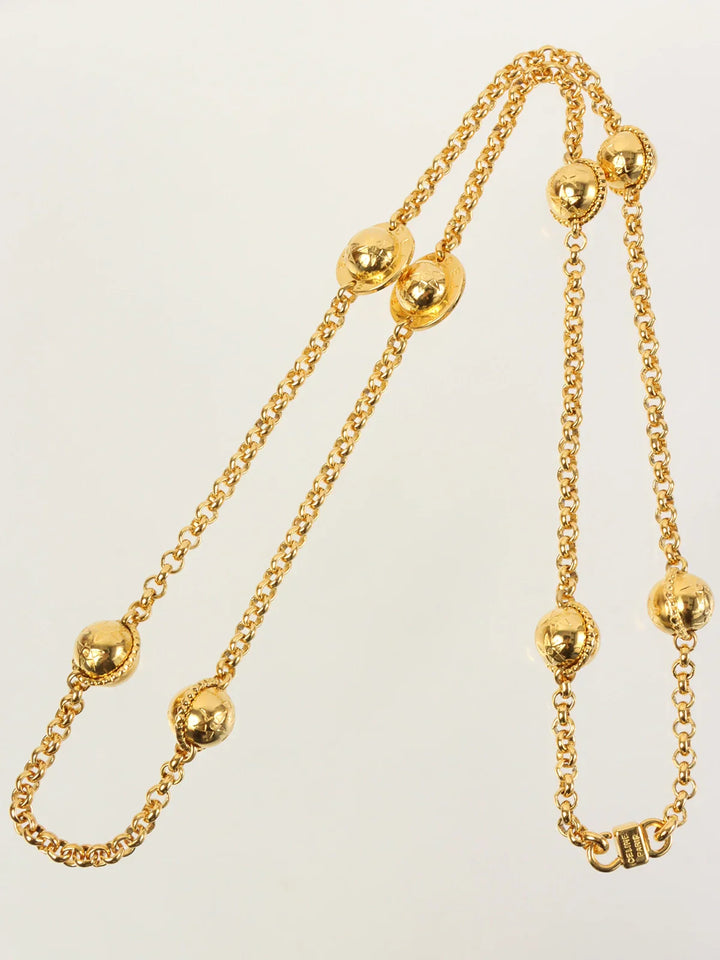 Celine Star Motif Round Logo Necklace Gold