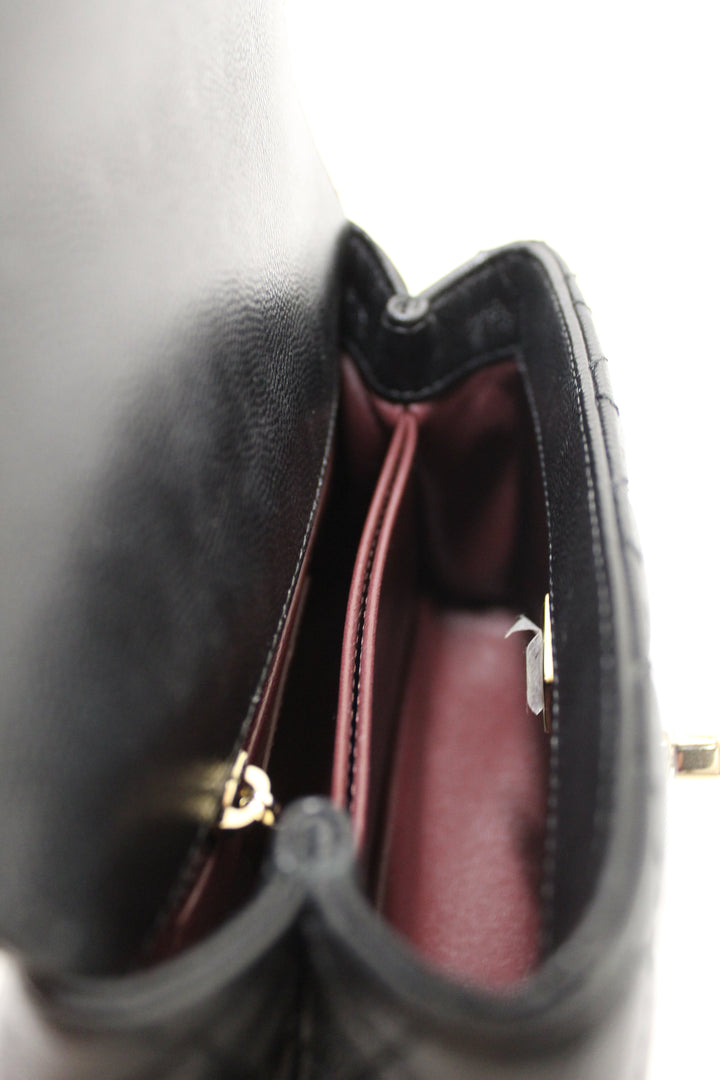 Top Quality Chanel Black Quilted Caviar Leather Mini Coco Handle Flap Bag