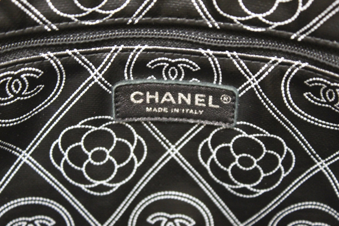 Top Quality Chanel Black and Beige Coated Canvas Camellia Flower Tote Bag