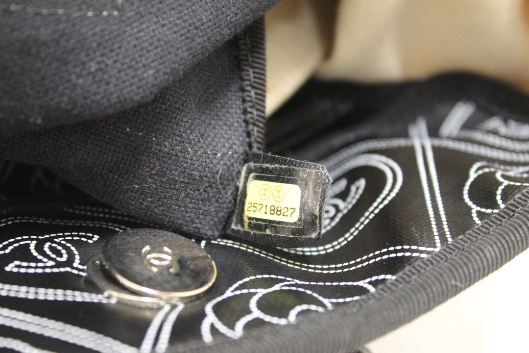 Top Quality Chanel Black and Beige Coated Canvas Camellia Flower Tote Bag