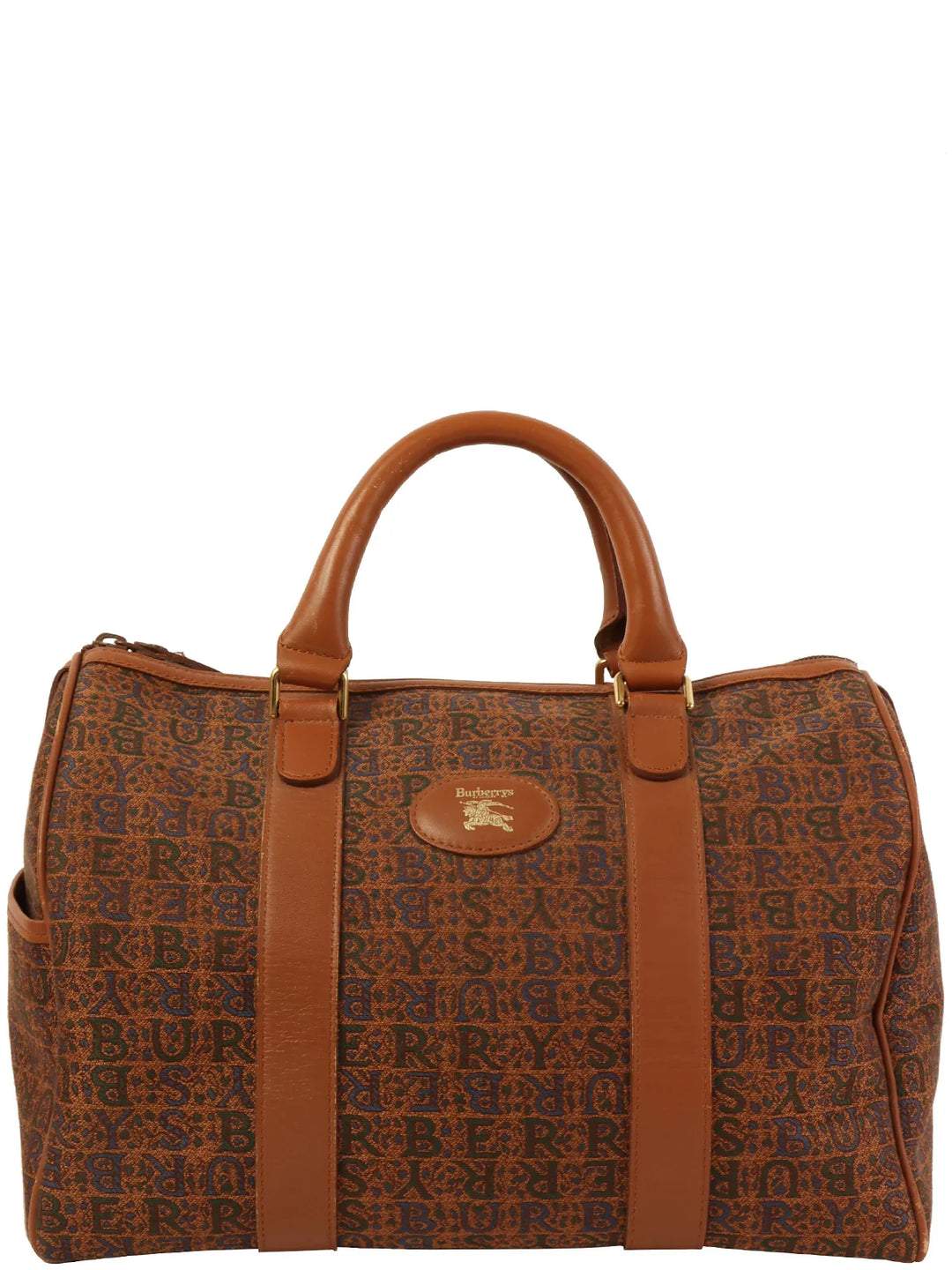 Burberry Cnavas Logo Pattern Boston Bag Brown