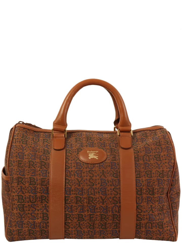 Burberry Cnavas Logo Pattern Boston Bag Brown