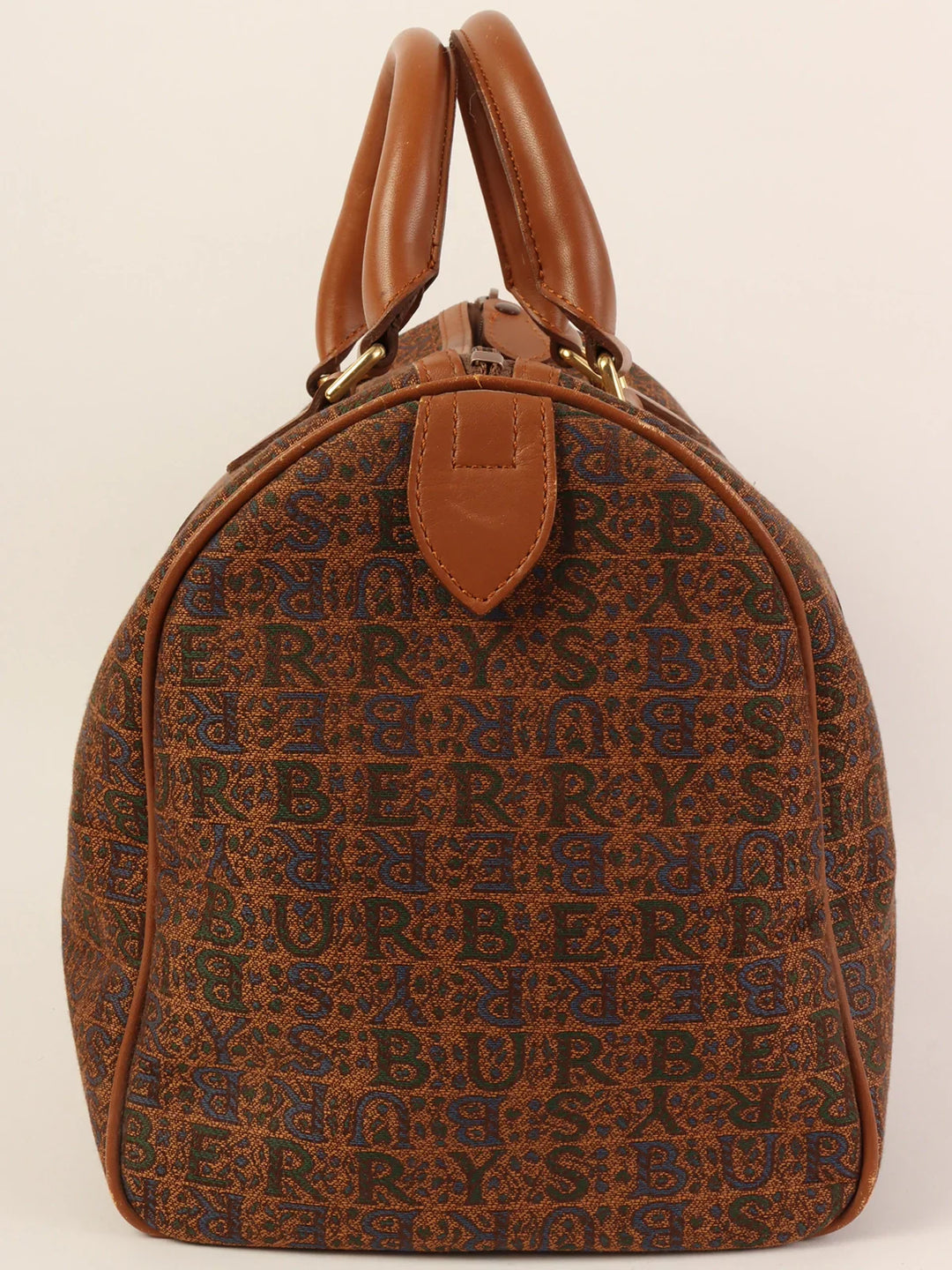 Burberry Cnavas Logo Pattern Boston Bag Brown