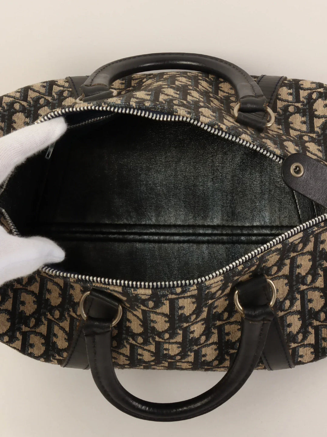 Top quality Dior Trotter Pattern Boston Bag Navy