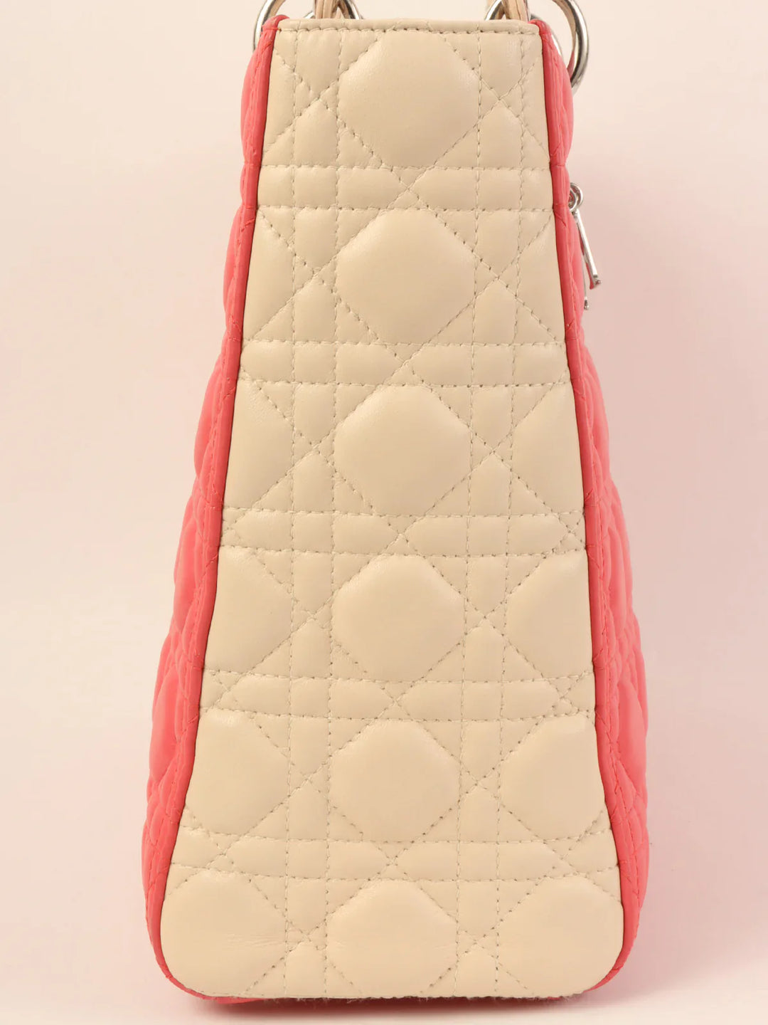 Top quality Dior Cannage Stitch Lady  2Way Bag L Salmon Pink/Ivory