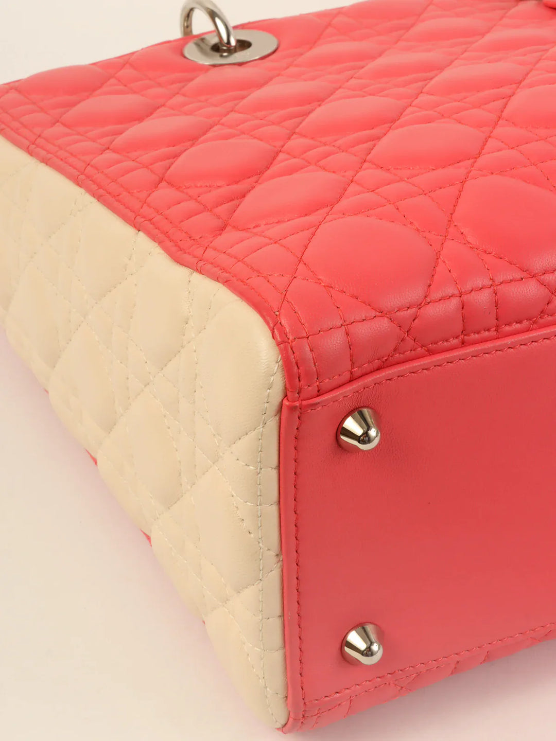 Top quality Dior Cannage Stitch Lady  2Way Bag L Salmon Pink/Ivory