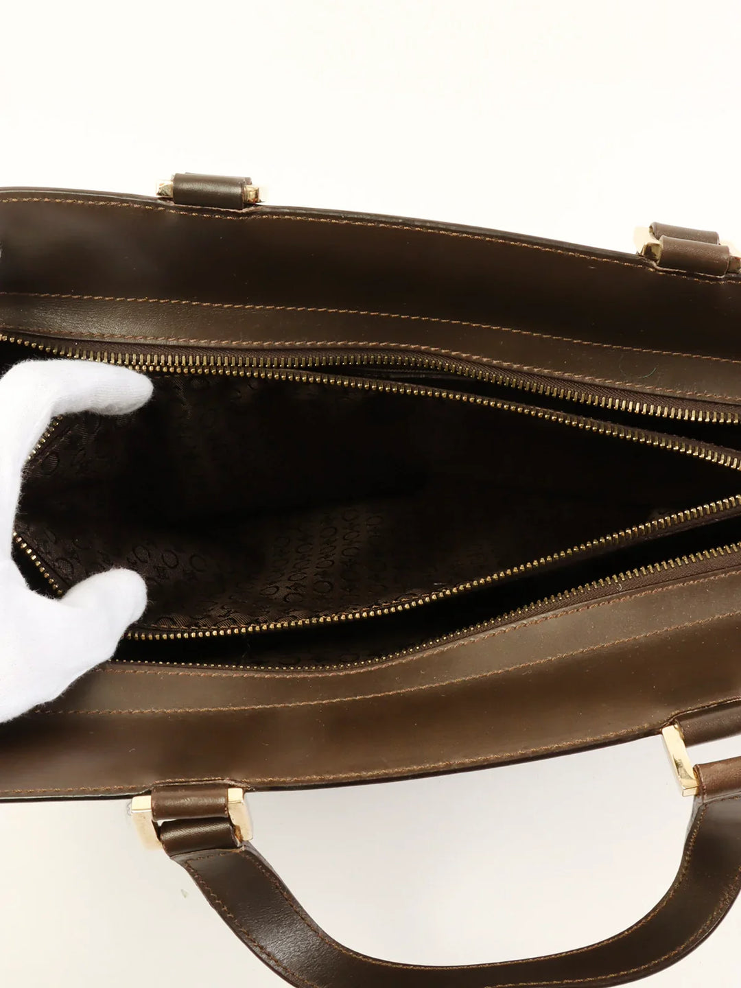 Celine C Macadam Pattern Top Handle Bag Brown