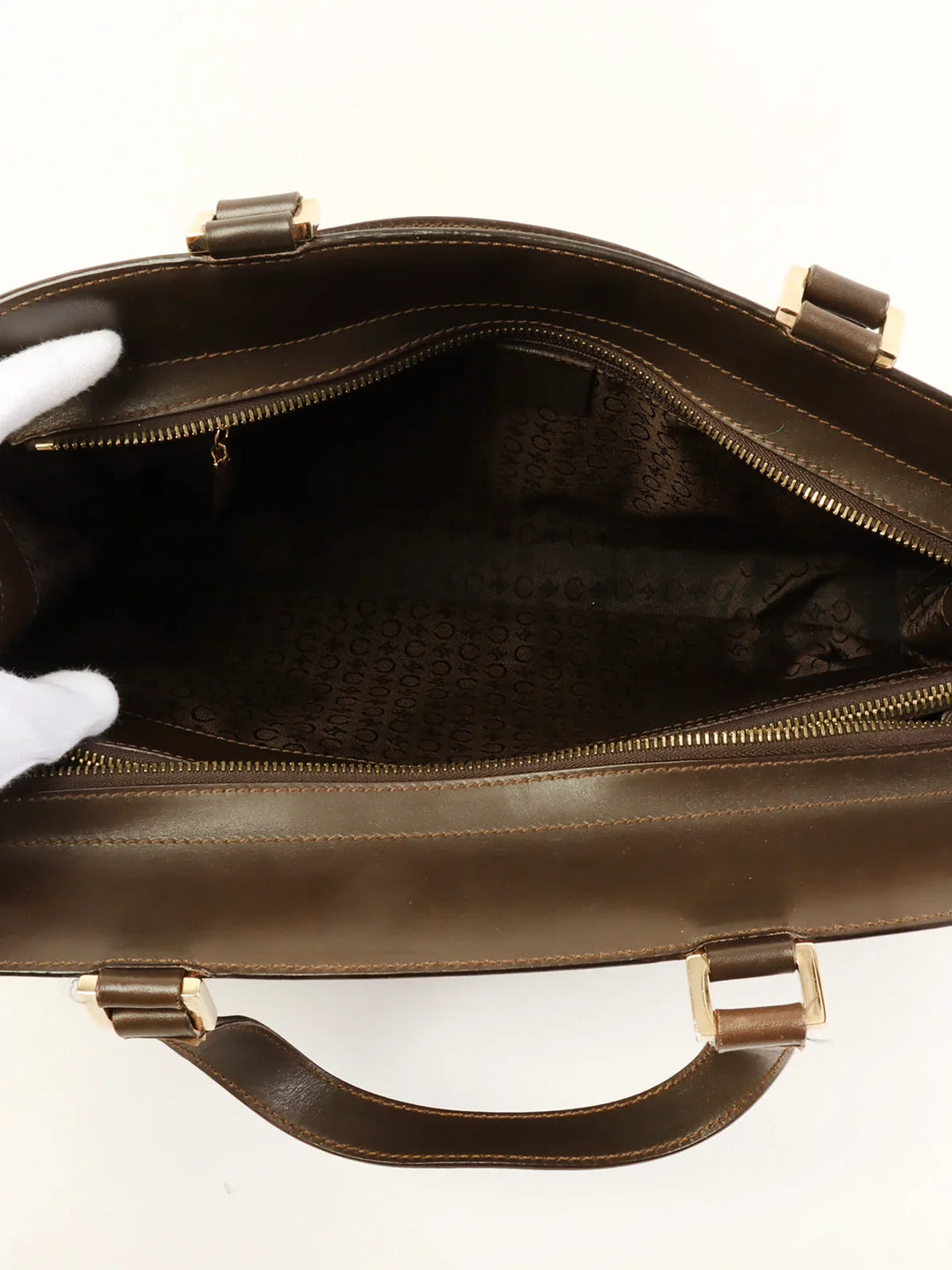 Celine C Macadam Pattern Top Handle Bag Brown