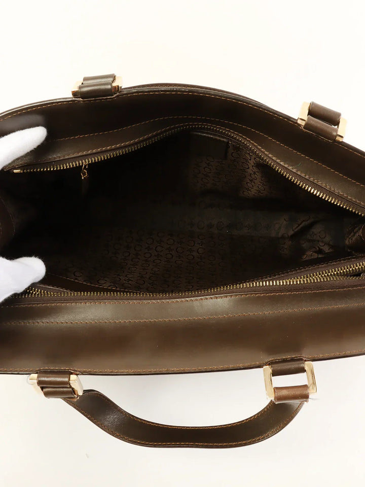 Celine C Macadam Pattern Top Handle Bag Brown