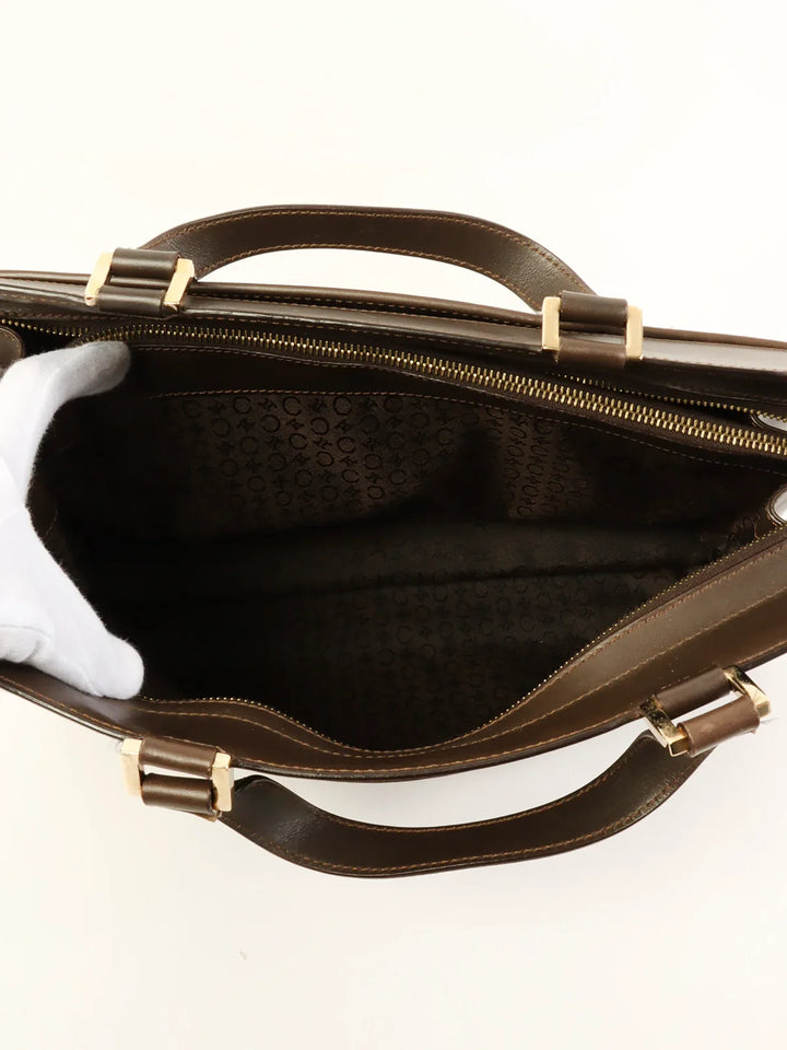 Celine C Macadam Pattern Top Handle Bag Brown