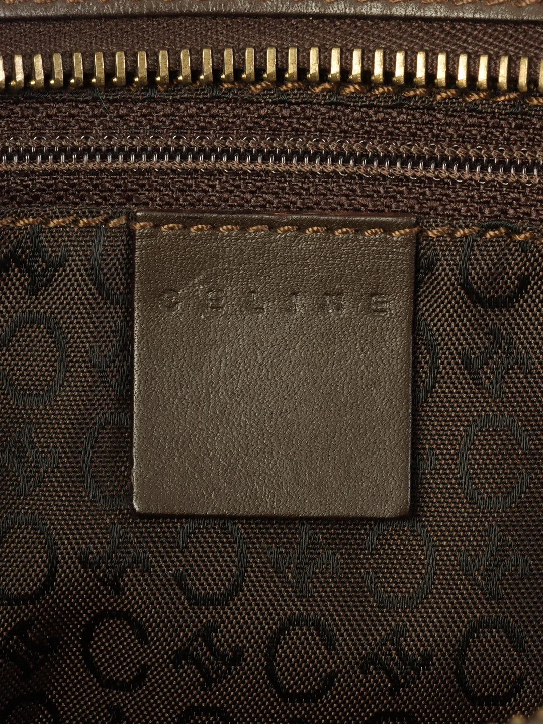Celine C Macadam Pattern Top Handle Bag Brown