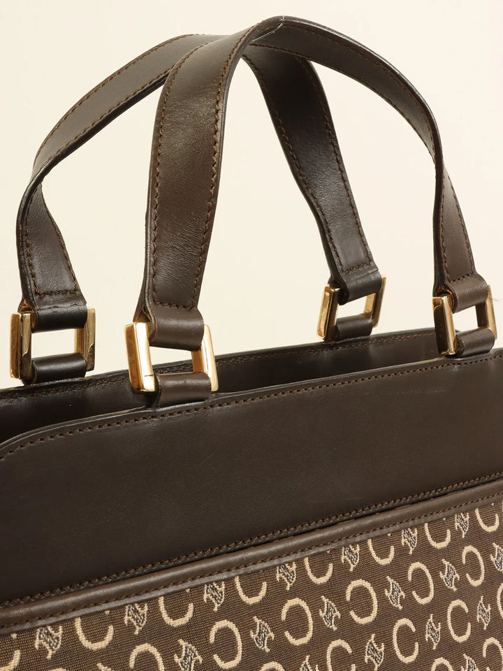 Celine C Macadam Pattern Top Handle Bag Brown