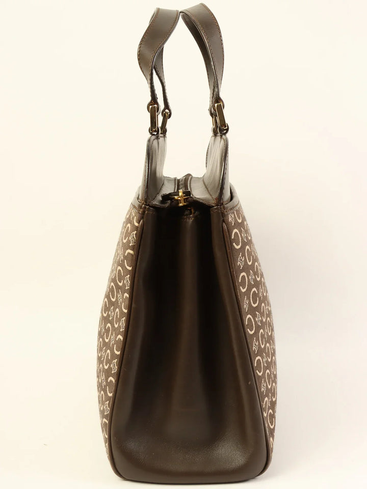Celine C Macadam Pattern Top Handle Bag Brown