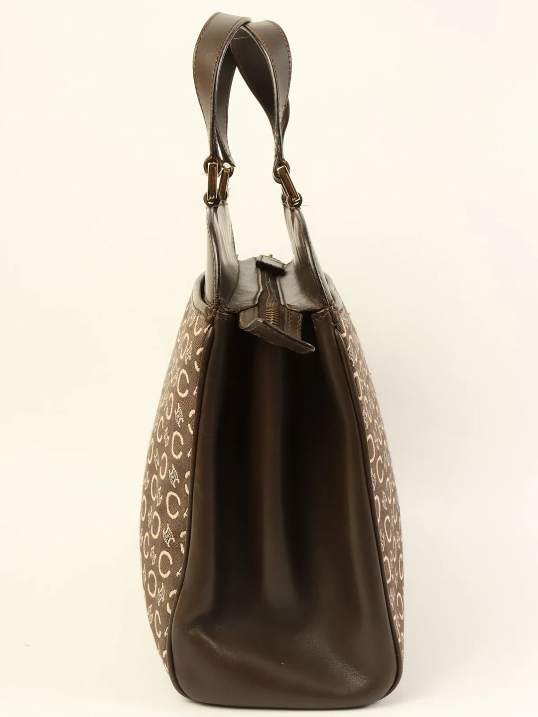 Celine C Macadam Pattern Top Handle Bag Brown