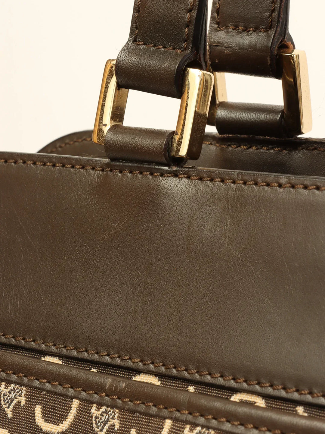 Celine C Macadam Pattern Top Handle Bag Brown