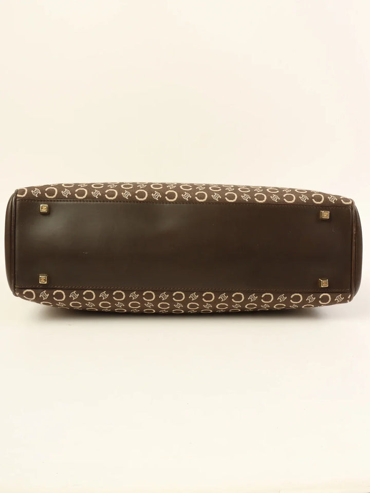Celine C Macadam Pattern Top Handle Bag Brown