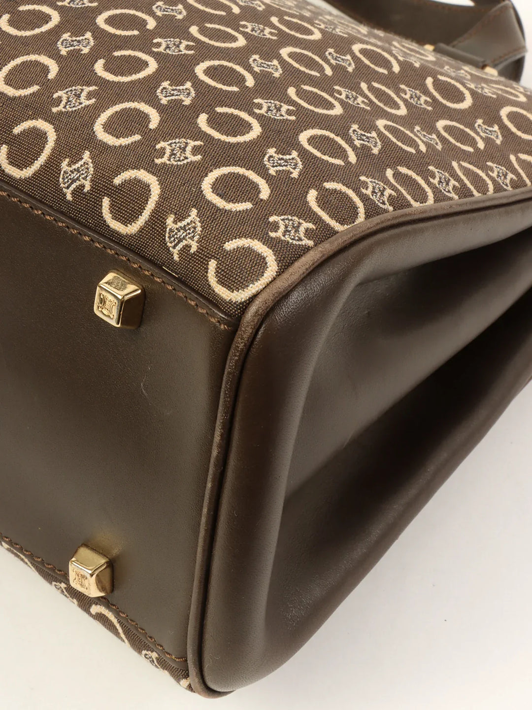 Celine C Macadam Pattern Top Handle Bag Brown