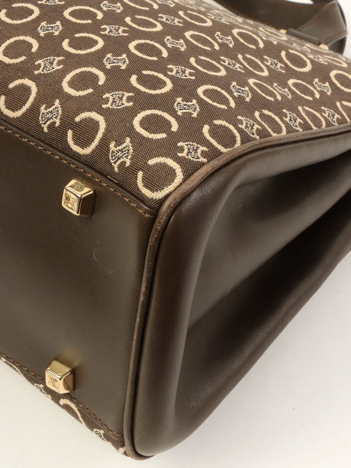 Celine C Macadam Pattern Top Handle Bag Brown