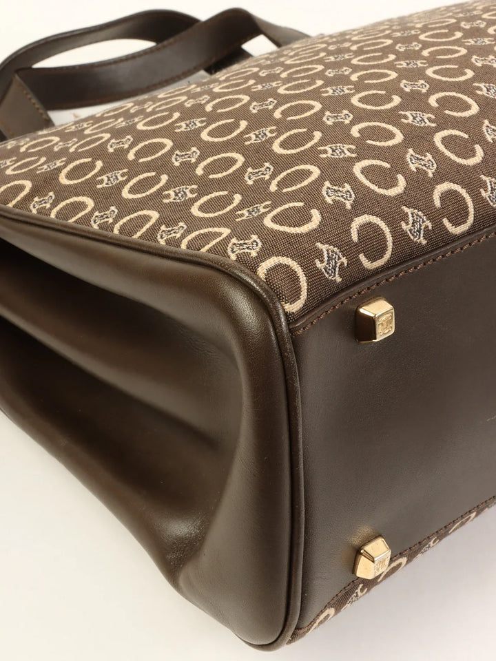 Celine C Macadam Pattern Top Handle Bag Brown