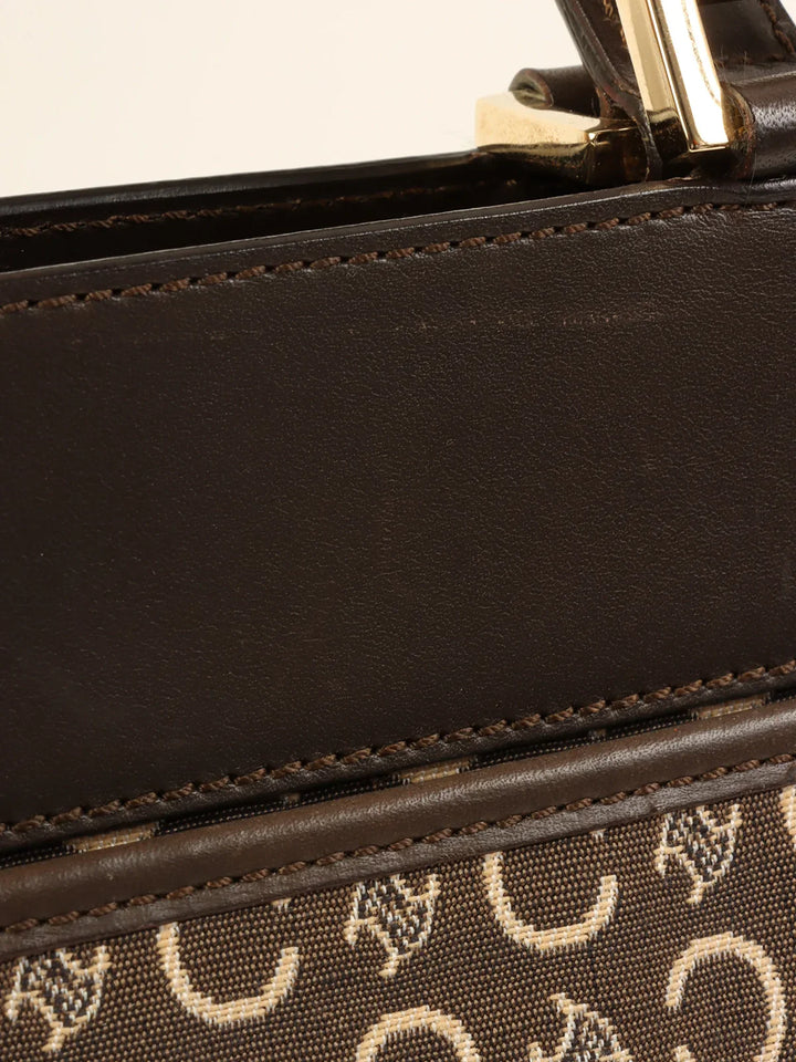 Celine C Macadam Pattern Top Handle Bag Brown