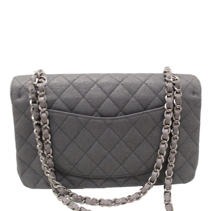 Top Quality Chanel Grey Glitter Canvas Medium Classic Flap Shoulder Chain Bag