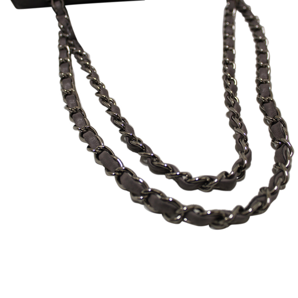 Top Quality Chanel Grey Glitter Canvas Medium Classic Flap Shoulder Chain Bag