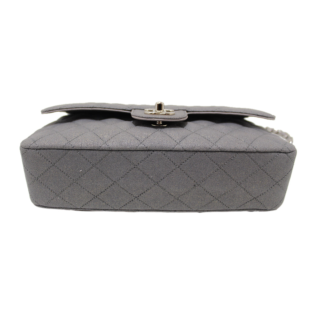 Top Quality Chanel Grey Glitter Canvas Medium Classic Flap Shoulder Chain Bag
