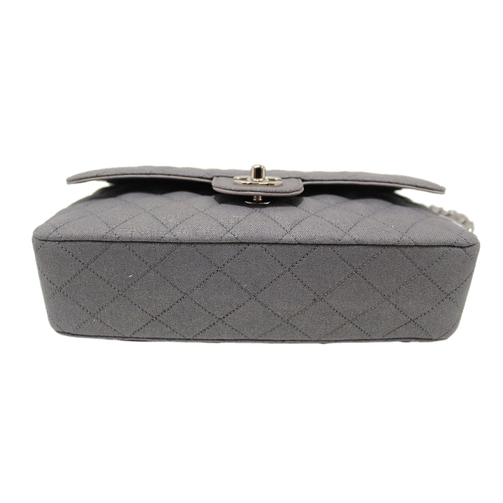 Top Quality Chanel Grey Glitter Canvas Medium Classic Flap Shoulder Chain Bag