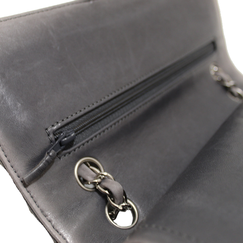 Top Quality Chanel Grey Glitter Canvas Medium Classic Flap Shoulder Chain Bag