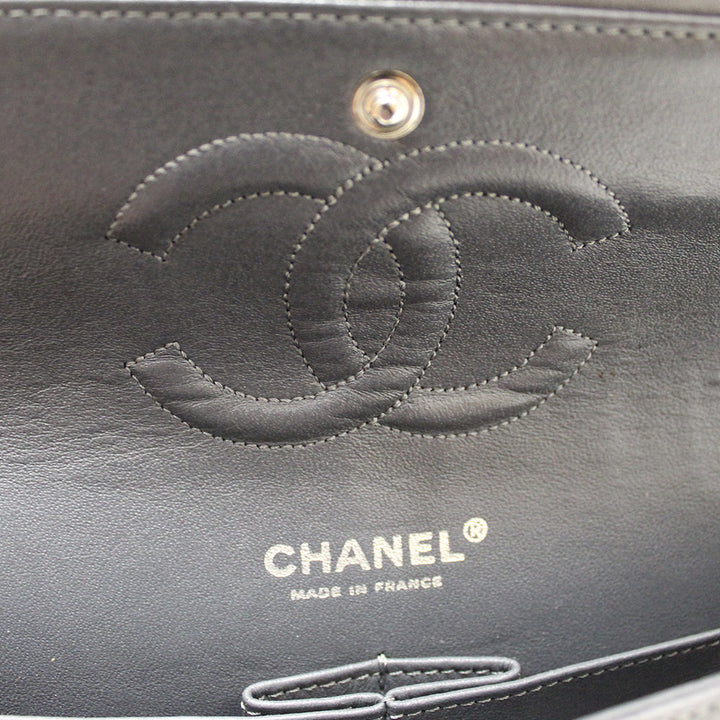 Top Quality Chanel Grey Glitter Canvas Medium Classic Flap Shoulder Chain Bag