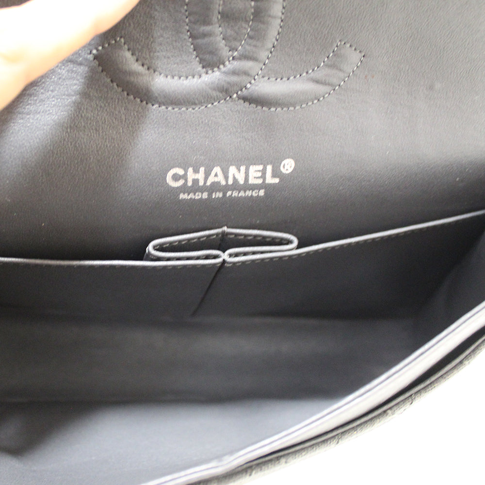 Top Quality Chanel Grey Glitter Canvas Medium Classic Flap Shoulder Chain Bag