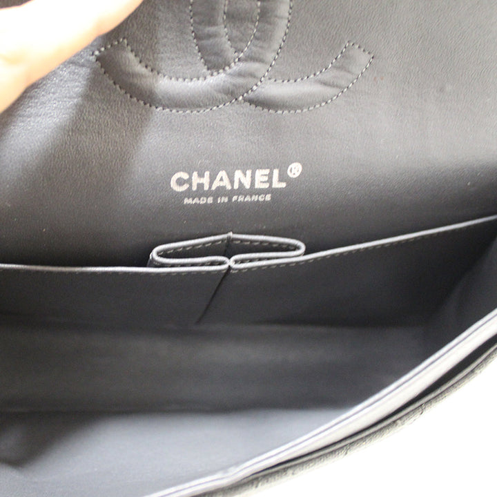 Top Quality Chanel Grey Glitter Canvas Medium Classic Flap Shoulder Chain Bag