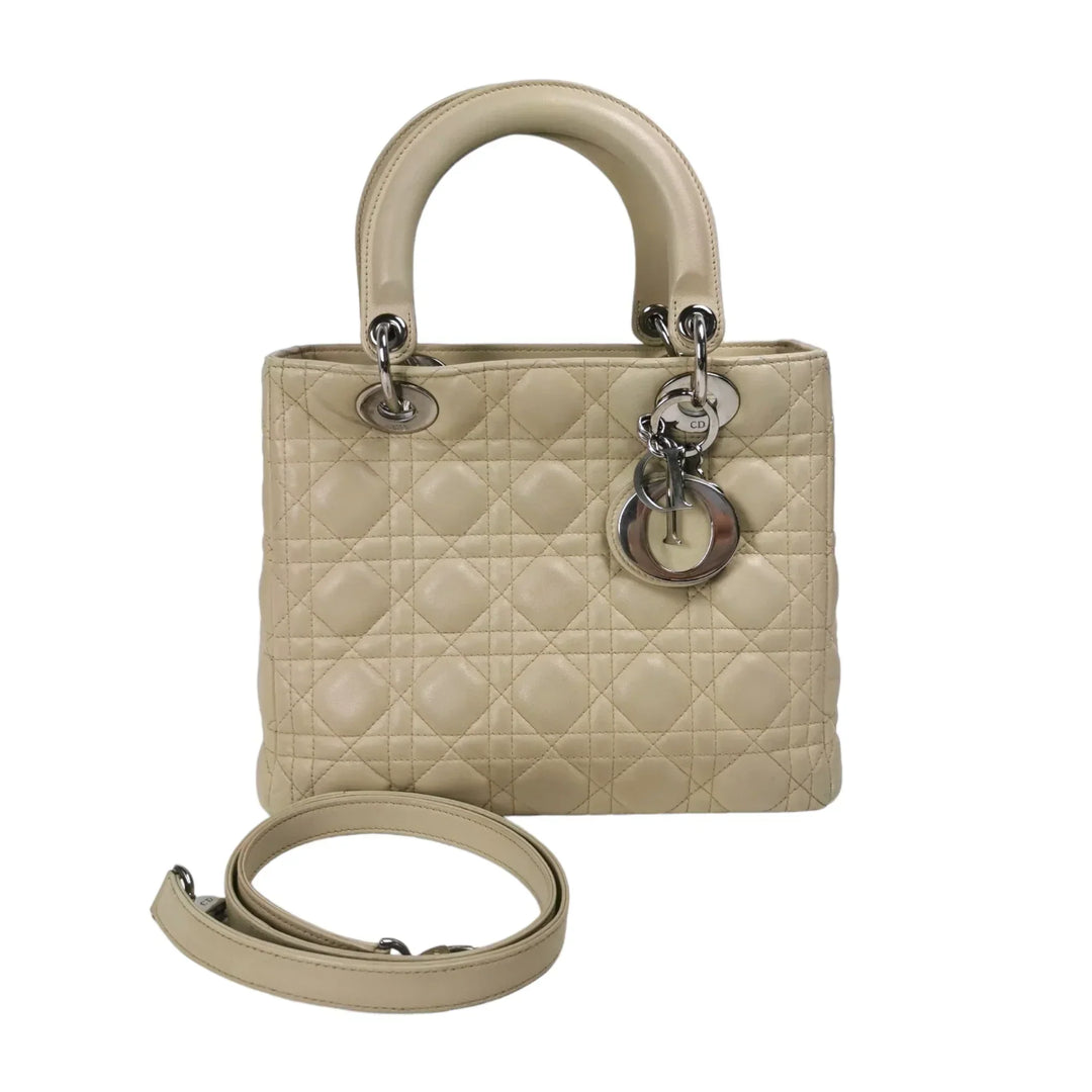 Top quality Dior Lady Top quality Dior Medium Beige Cannage Lambskin Gold