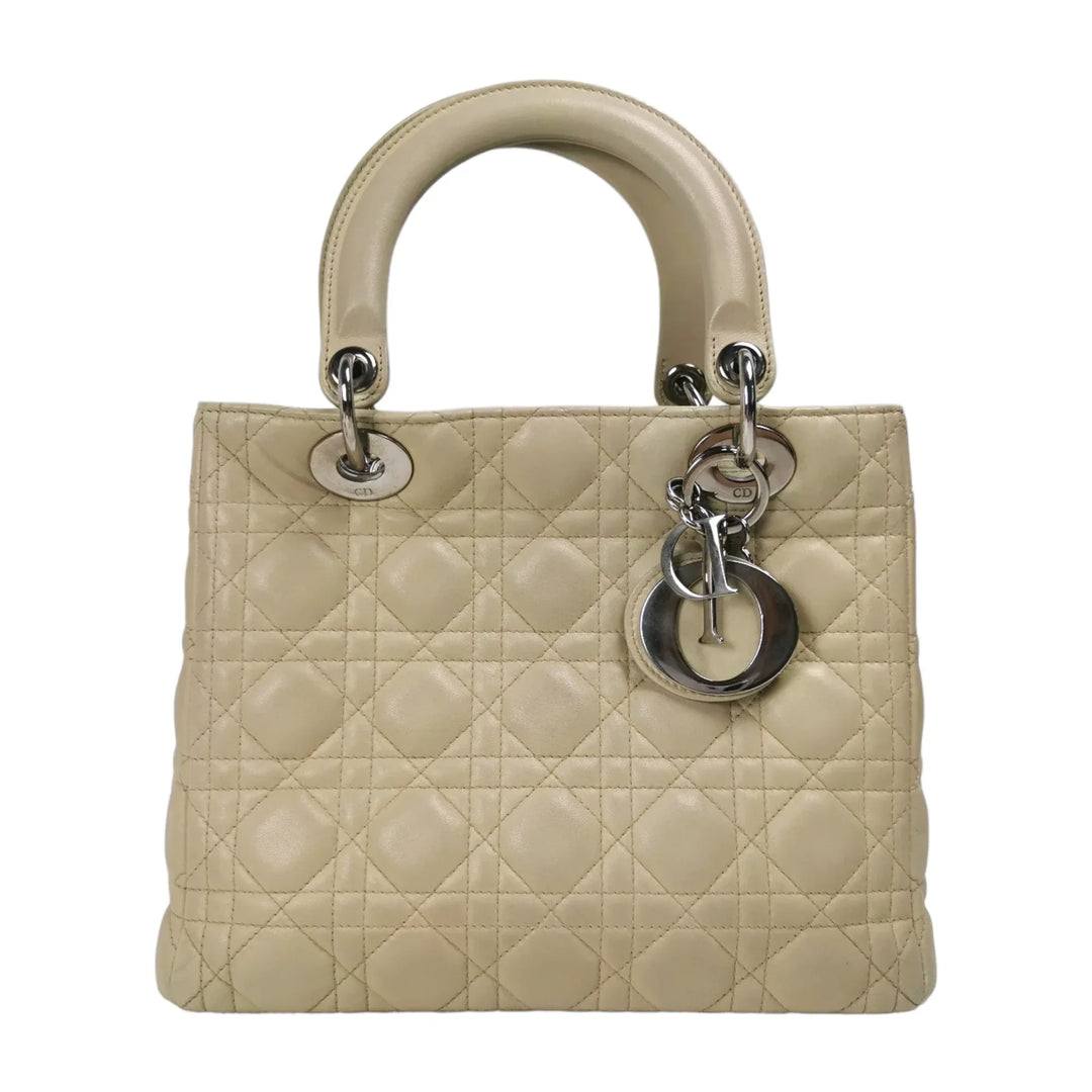 Top quality Dior Lady Top quality Dior Medium Beige Cannage Lambskin Gold