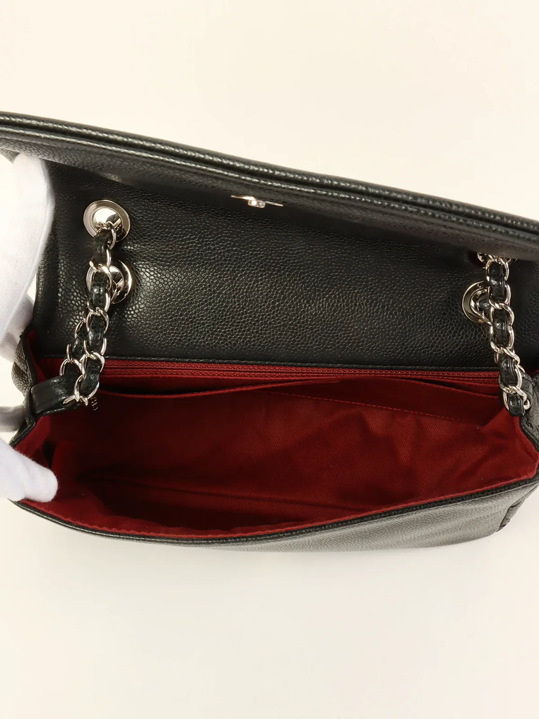 Chanel Around 2009 Made Caviar Skin Cc Mark Stitch Chain Bag Black
