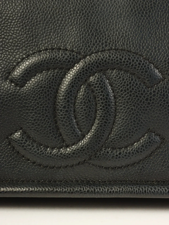 Chanel Around 2009 Made Caviar Skin Cc Mark Stitch Chain Bag Black